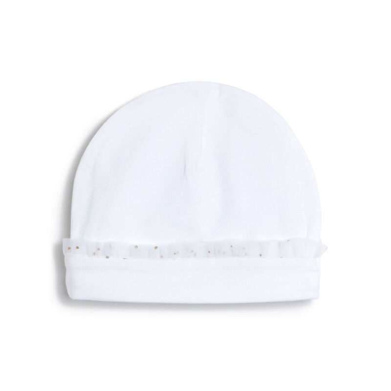Infant Girls White Applique Cap image number 1